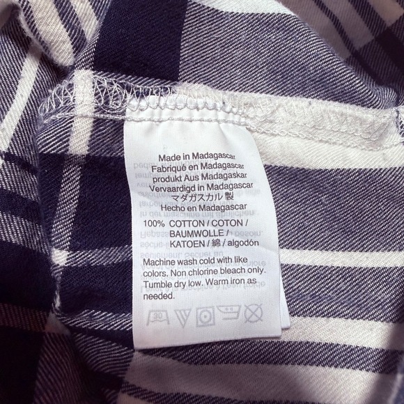 J.Crew Mercantile Plaid Shirt Dress Womens Small Navy White Flannel FLAWED - Picture 4 of 9